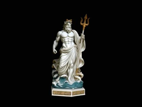 Poseidon with Trident Statue Design 12 - 3D Print Model Model do druku 3D