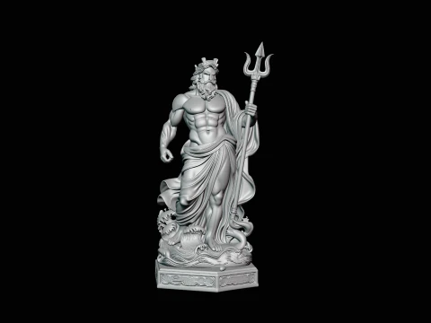 Poseidon with Trident Statue Design 12 - 3D Print Model 3D Print Model