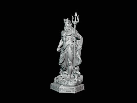Poseidon with Trident Statue Design 12 - 3D Print Model 3D Print Model
