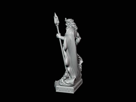 Poseidon with Trident Statue Design 12 - 3D Print Model 3D Print Model