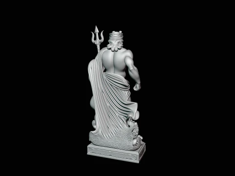 Poseidon with Trident Statue Design 12 - 3D Print Model 3D Print Model