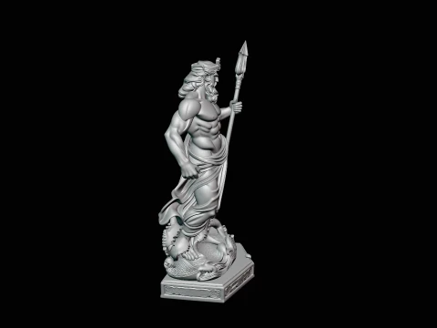 Poseidon with Trident Statue Design 12 - 3D Print Model 3D Print Model