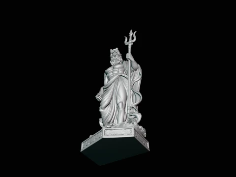 Poseidon with Trident Statue Design 12 - 3D Print Model 3D Print Model