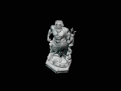 Poseidon with Trident Statue Design 12 - 3D Print Model 3D Print Model