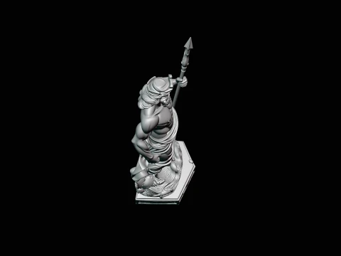 Poseidon with Trident Statue Design 12 - 3D Print Model 3D Print Model