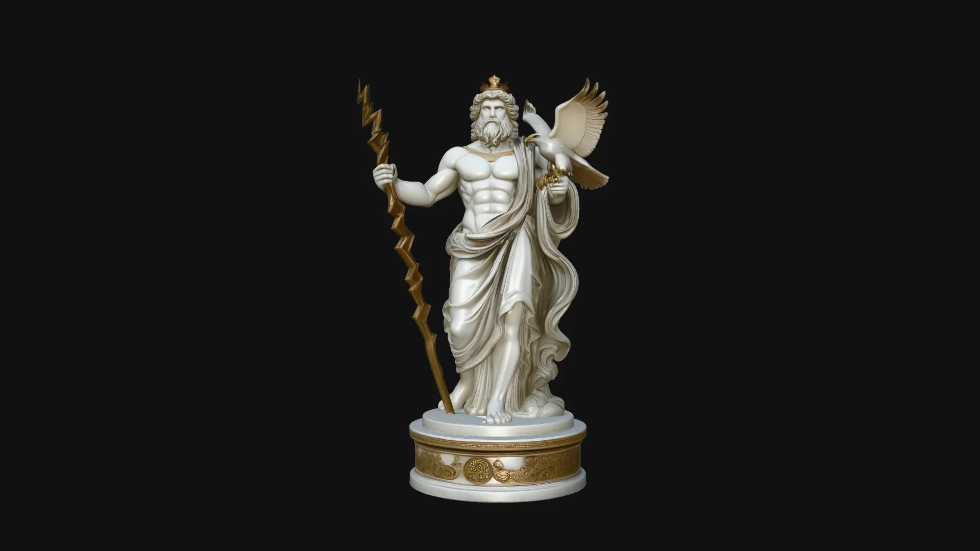 Zeus with Lightning Bolt Statue Design 9 - 3D Print Model 3D Print Model .c4d .max .obj .3ds .fbx .stl .blend 