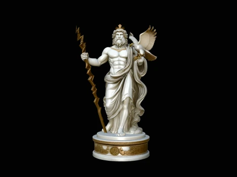 Zeus with Lightning Bolt Statue Design 9 - 3D Print Model 3D Print Model