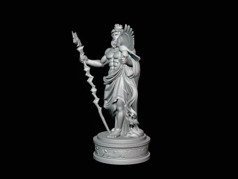 Zeus with Lightning Bolt Statue Design 9 - 3D Print Model 3D Print Model