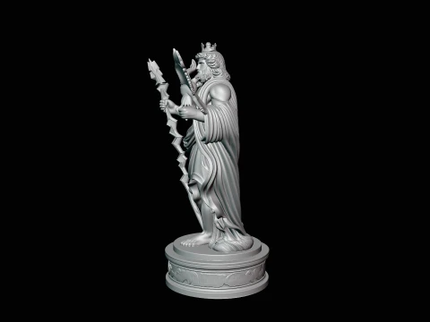 Zeus with Lightning Bolt Statue Design 9 - 3D Print Model 3D Print Model
