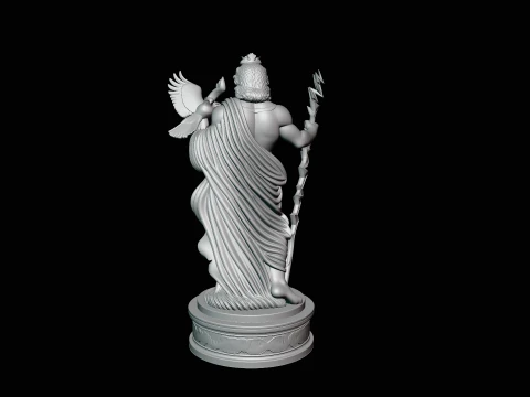 Zeus with Lightning Bolt Statue Design 9 - 3D Print Model 3D Print Model