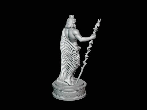 Zeus with Lightning Bolt Statue Design 9 - 3D Print Model 3D Print Model