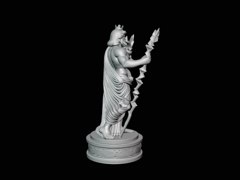 Zeus with Lightning Bolt Statue Design 9 - 3D Print Model 3D Print Model