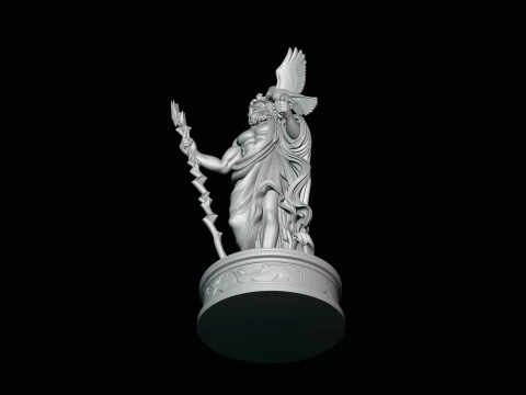 Zeus with Lightning Bolt Statue Design 9 - 3D Print Model 3D Print Model