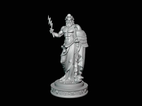 Zeus with Lightning Bolt Statue Design 10 - 3D Print Model 3D Print Model
