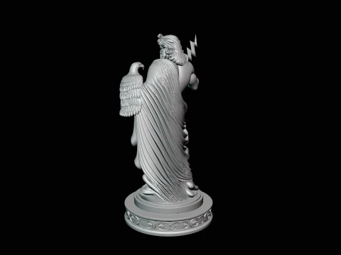 Zeus with Lightning Bolt Statue Design 10 - 3D Print Model 3D Print Model