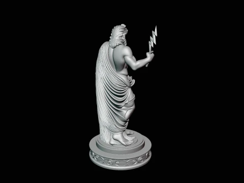Zeus with Lightning Bolt Statue Design 10 - 3D Print Model 3D Print Model
