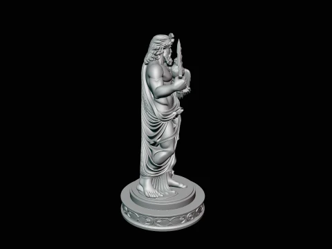 Zeus with Lightning Bolt Statue Design 10 - 3D Print Model 3D Print Model