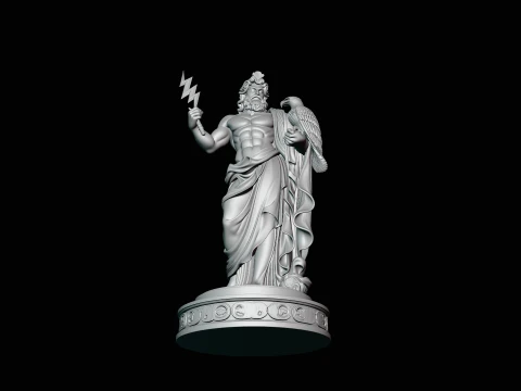 Zeus with Lightning Bolt Statue Design 10 - 3D Print Model 3D Print Model