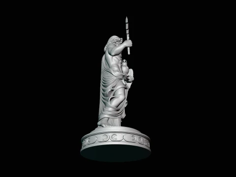 Zeus with Lightning Bolt Statue Design 10 - 3D Print Model 3D Print Model