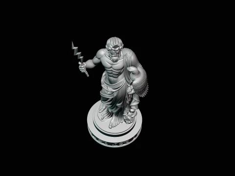 Zeus with Lightning Bolt Statue Design 10 - 3D Print Model 3D Print Model