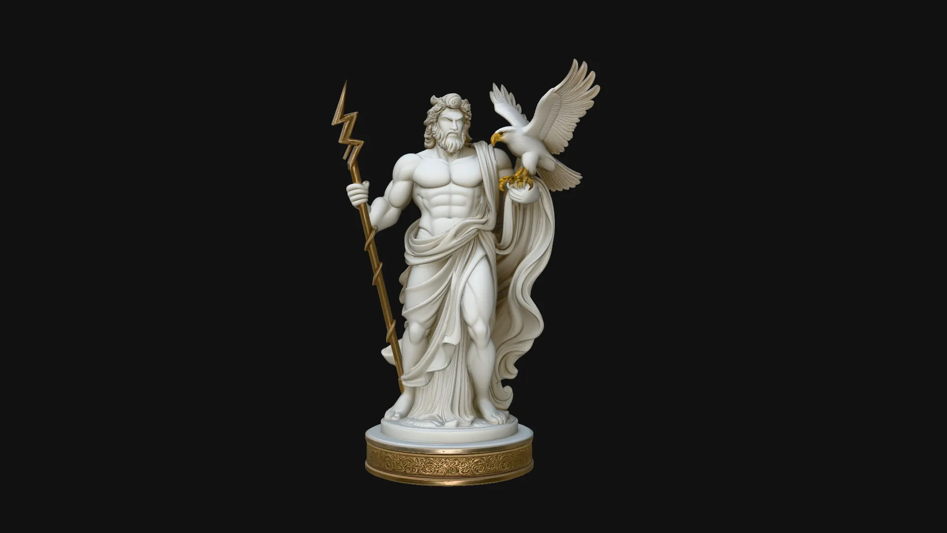 Zeus with Lightning Bolt Statue Design 11 - 3D Print Model 3D Print Model .c4d .max .obj .3ds .fbx .stl .blend 