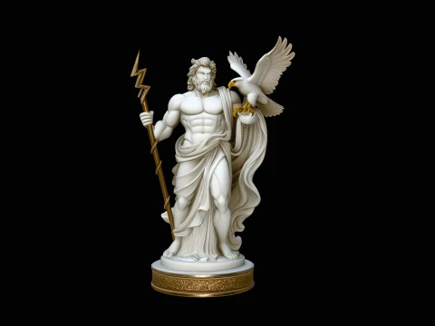 Zeus with Lightning Bolt Statue Design 11 - 3D Print Model 3D printmodel