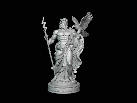 Zeus with Lightning Bolt Statue Design 11 - 3D Print Model 3D Print Model