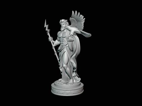 Zeus with Lightning Bolt Statue Design 11 - 3D Print Model 3D Print Model