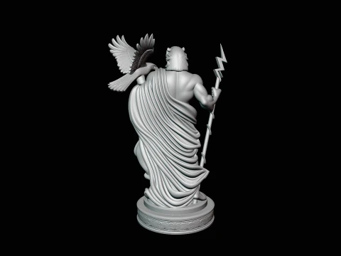 Zeus with Lightning Bolt Statue Design 11 - 3D Print Model 3D Print Model