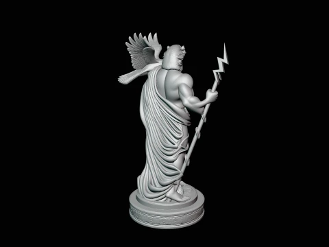 Zeus with Lightning Bolt Statue Design 11 - 3D Print Model 3D Print Model