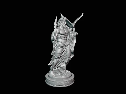 Zeus with Lightning Bolt Statue Design 11 - 3D Print Model 3D Print Model