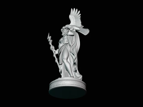 Zeus with Lightning Bolt Statue Design 11 - 3D Print Model 3D Print Model