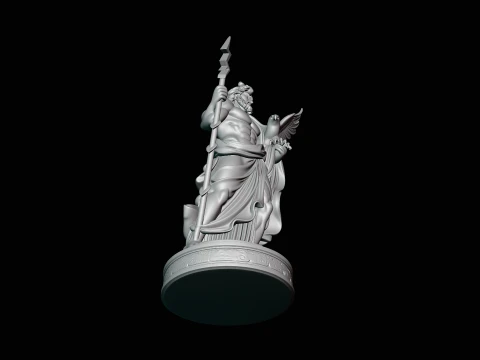 Zeus with Lightning Bolt Statue Design 11 - 3D Print Model 3D Print Model