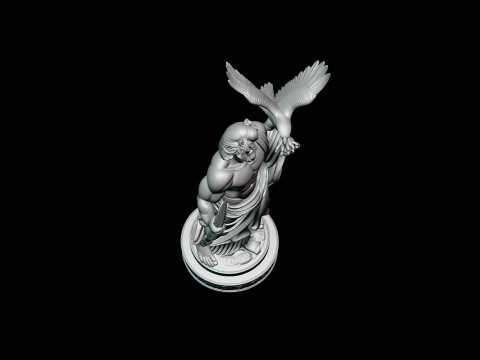Zeus with Lightning Bolt Statue Design 11 - 3D Print Model 3D Print Model