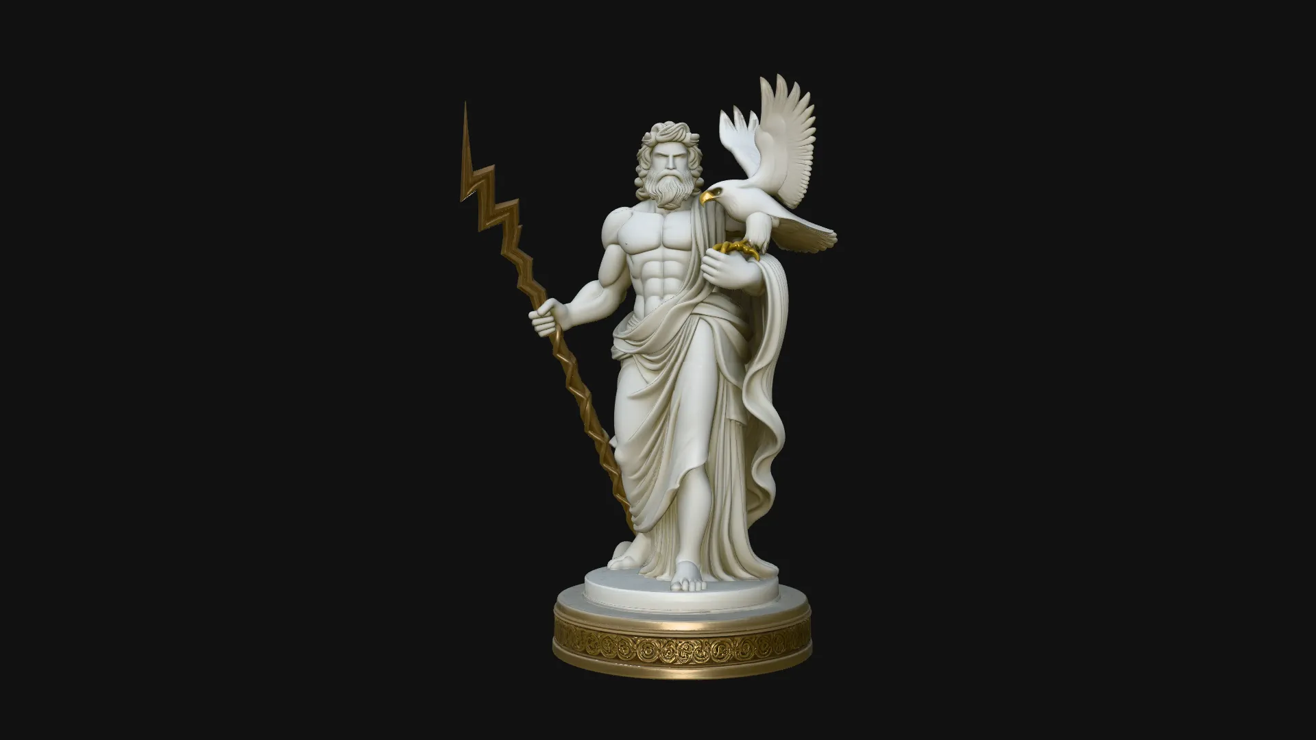 Zeus with Lightning Bolt Statue Design 12 - 3D Print Model 3D Print Model .c4d .max .obj .3ds .fbx .stl .blend 