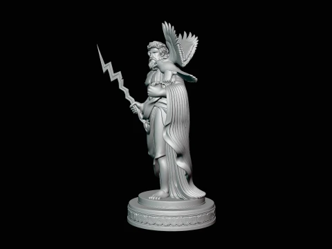 Zeus with Lightning Bolt Statue Design 12 - 3D Print Model 3D Print Model