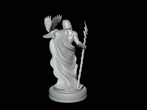 Zeus with Lightning Bolt Statue Design 12 - 3D Print Model 3D Print Model