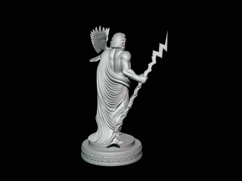 Zeus with Lightning Bolt Statue Design 12 - 3D Print Model 3D Print Model