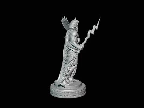 Zeus with Lightning Bolt Statue Design 12 - 3D Print Model 3D Print Model