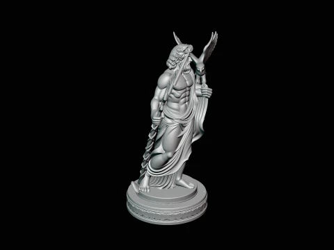 Zeus with Lightning Bolt Statue Design 12 - 3D Print Model 3D Print Model