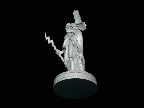 Zeus with Lightning Bolt Statue Design 12 - 3D Print Model 3D Print Model