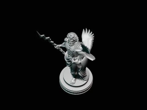 Zeus with Lightning Bolt Statue Design 12 - 3D Print Model 3D Print Model