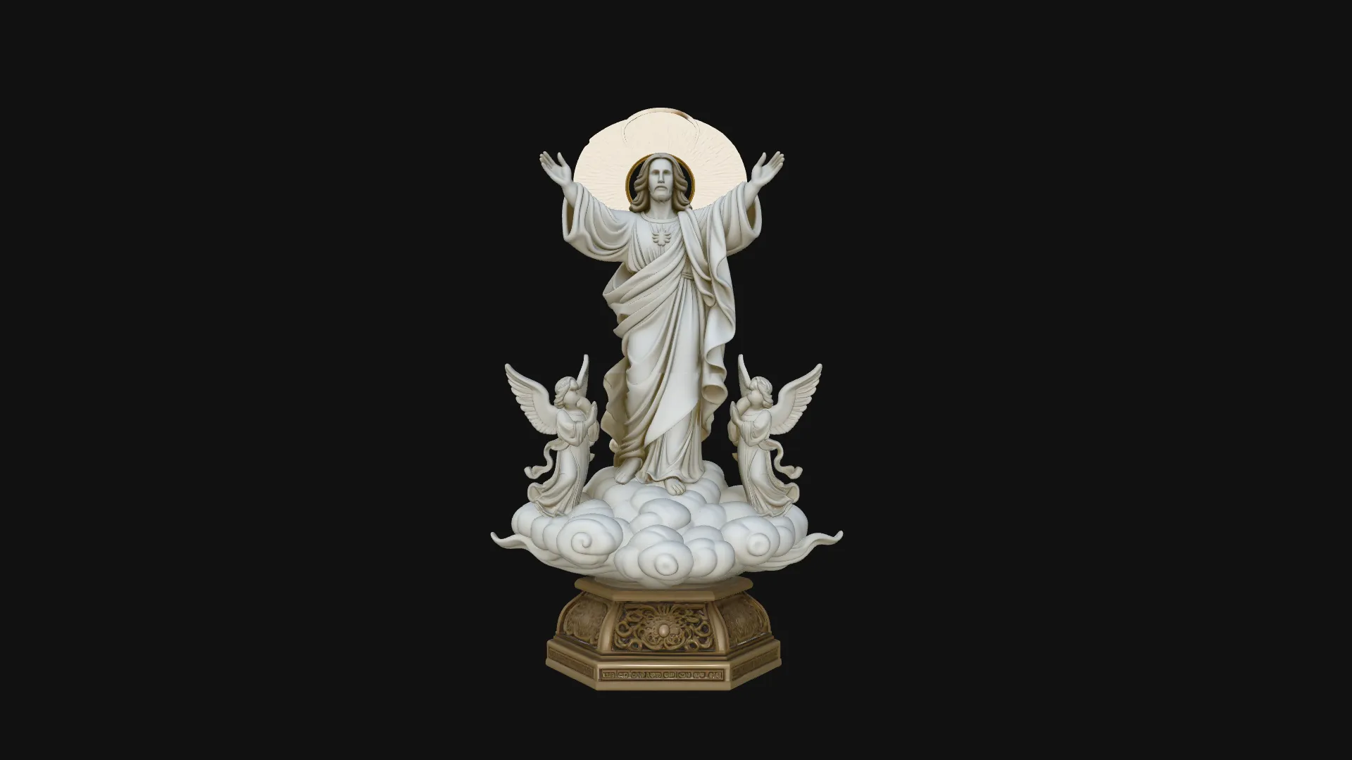 Risen Christ with Angels Statue Design 1 - 3D Print Model 3D Print Model .c4d .max .obj .3ds .fbx .stl .blend 