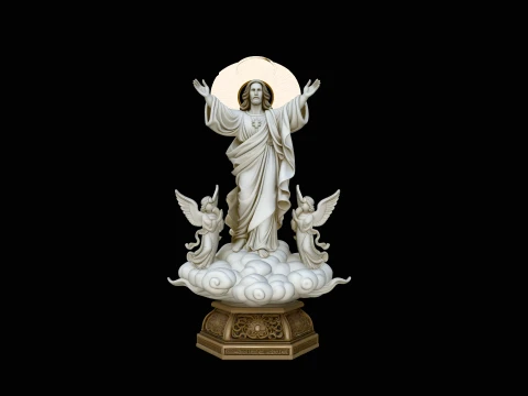 Risen Christ with Angels Statue Design 1 - 3D Print Model 3D Print Model