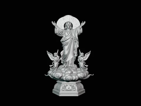 Risen Christ with Angels Statue Design 1 - 3D Print Model 3D Print Model