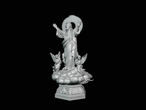 Risen Christ with Angels Statue Design 1 - 3D Print Model 3D Print Model