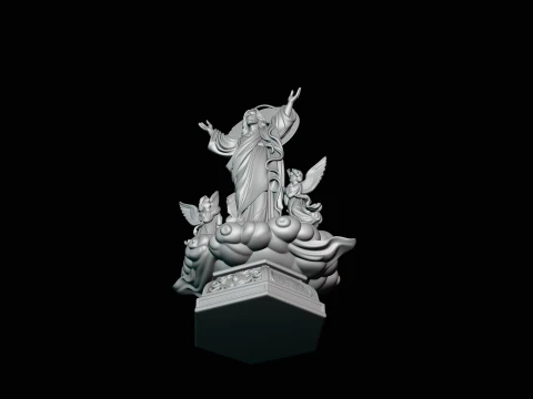 Risen Christ with Angels Statue Design 1 - 3D Print Model 3D Print Model