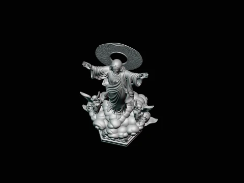 Risen Christ with Angels Statue Design 1 - 3D Print Model 3D Print Model