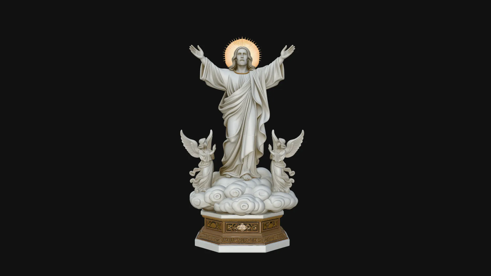 Risen Christ with Angels Statue Design 3 - 3D Print Model 3D Print Model .c4d .max .obj .3ds .fbx .stl .blend 
