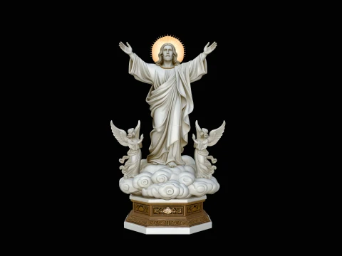 Risen Christ with Angels Statue Design 3 - 3D Print Model 3D Print Model